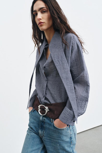 Ceinture 100 % cuir suédé à boucle organique