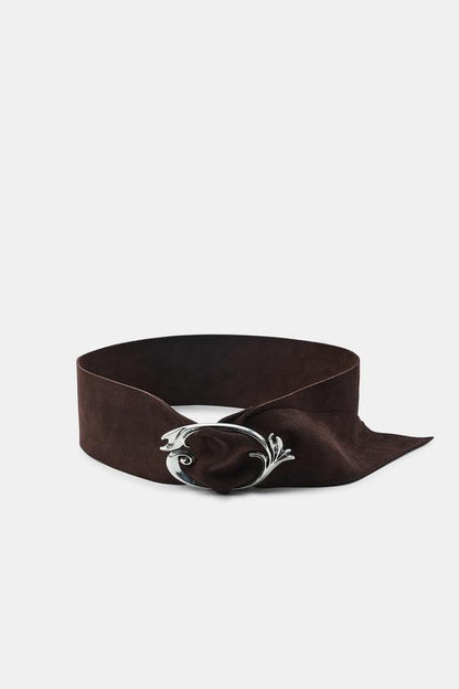 Ceinture 100 % cuir suédé à boucle organique