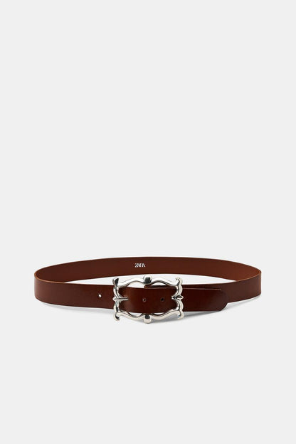 Ceinture 100 % cuir à boucle organique