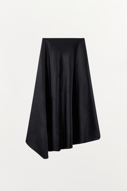 Jupe midi effet froissé en dentelle