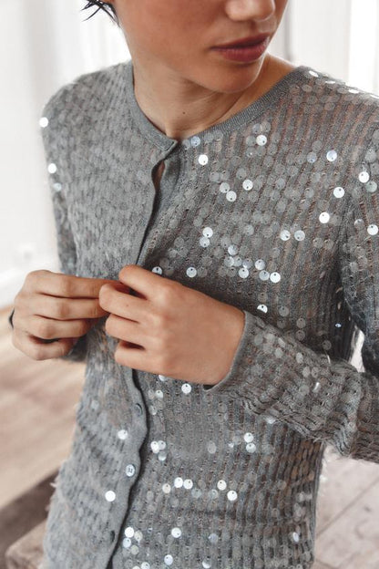 Jupe midi à sequins et fente
