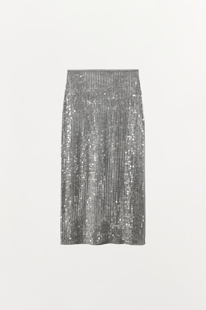 Jupe midi à sequins et fente