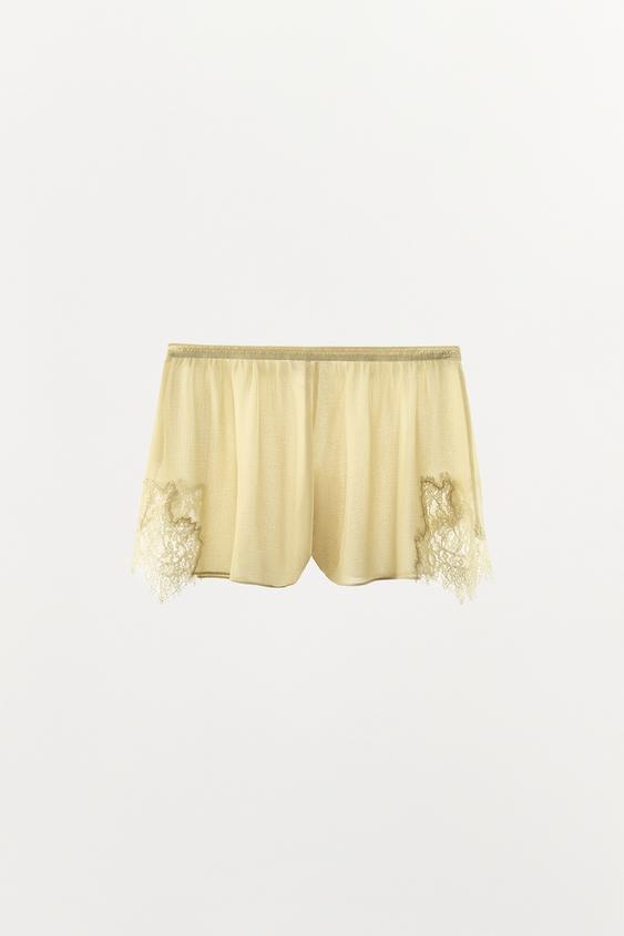 Short en georgette et dentelle