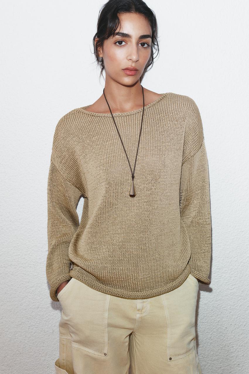 Pull en maille à col bateau