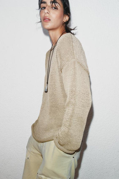 Pull en maille à col bateau