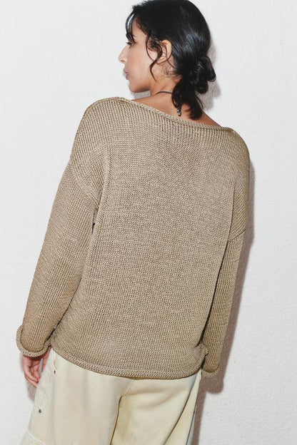 Pull en maille à col bateau