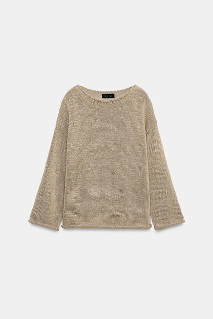 Pull en maille à col bateau