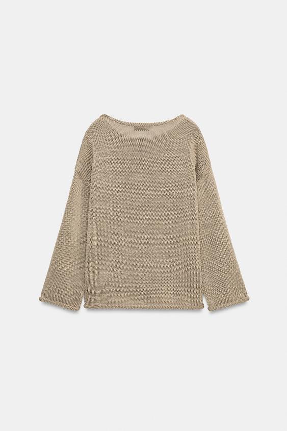 Pull en maille à col bateau