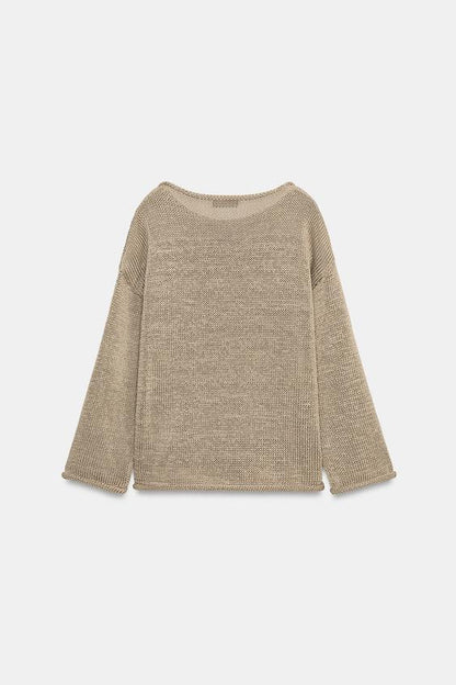 Pull en maille à col bateau