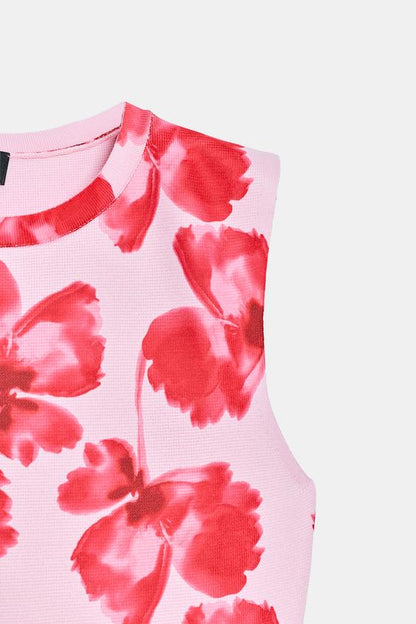 Robe mini en maille jacquard à fleurs