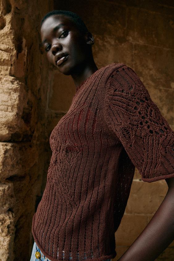 Pull en maille à manches courtes