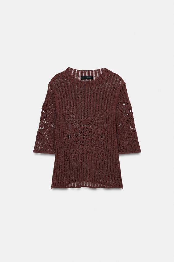 Pull en maille à manches courtes