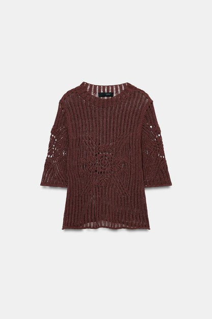 Pull en maille à manches courtes