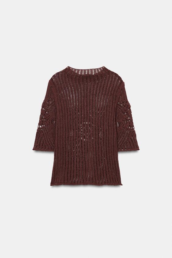 Pull en maille à manches courtes
