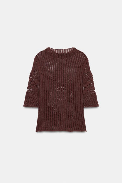 Pull en maille à manches courtes