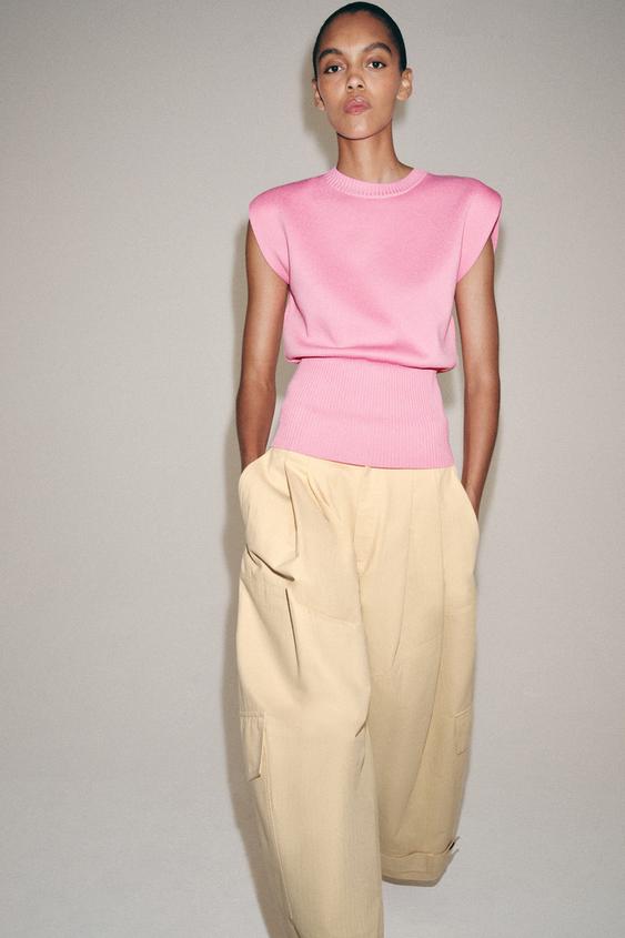 Top en maille à épaulettes