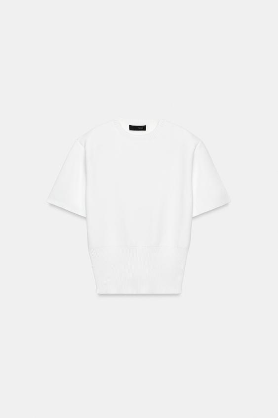 Pull en maille à épaulettes à manches courtes