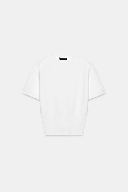 Pull en maille à épaulettes à manches courtes
