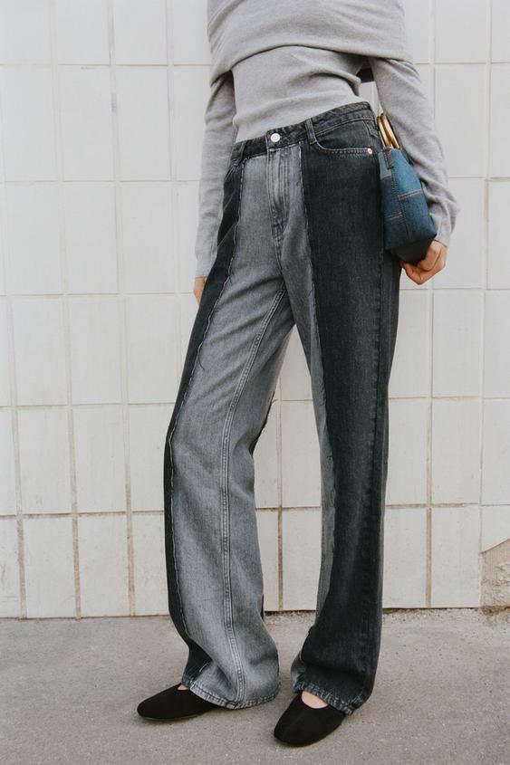 Jean Z1975 à jambe large taille haute contrasté