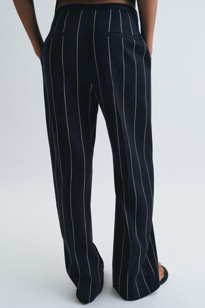 Pantalon à rayures en lin ZW Collection