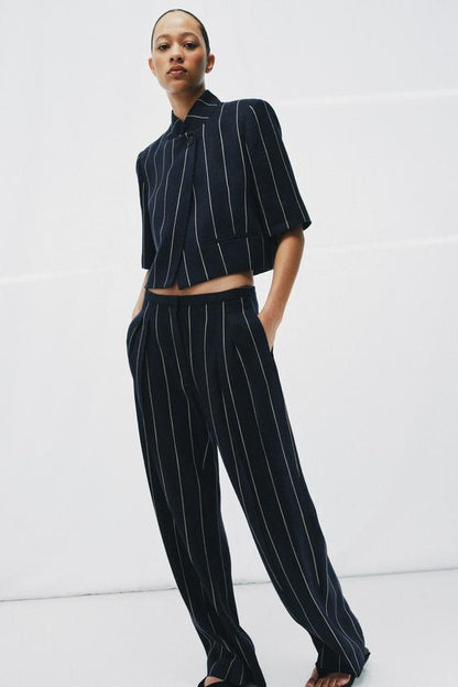 Pantalon à rayures en lin ZW Collection
