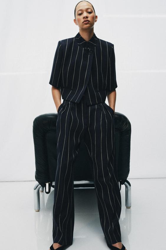 Pantalon à rayures en lin ZW Collection