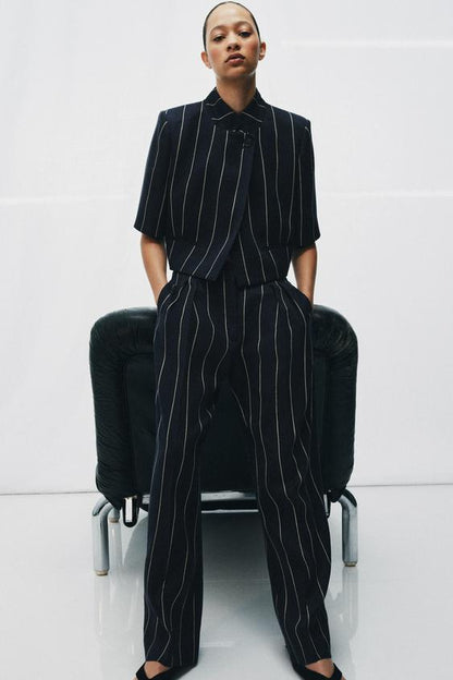 Pantalon à rayures en lin ZW Collection