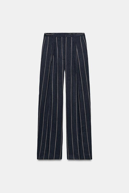 Pantalon à rayures en lin ZW Collection