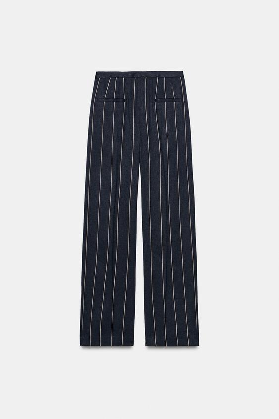 Pantalon à rayures en lin ZW Collection