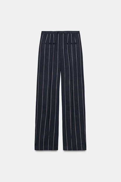 Pantalon à rayures en lin ZW Collection