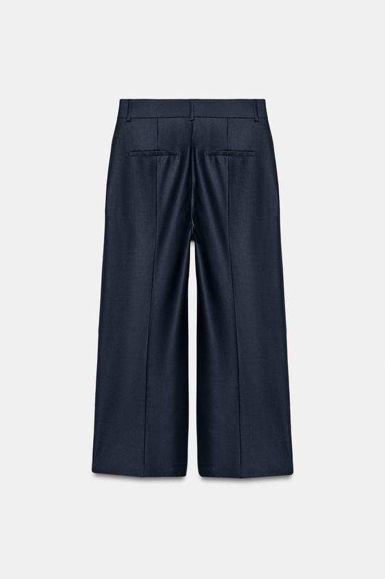 Pantalon en mélange de laine à rayure et pli marqué ZW Collection