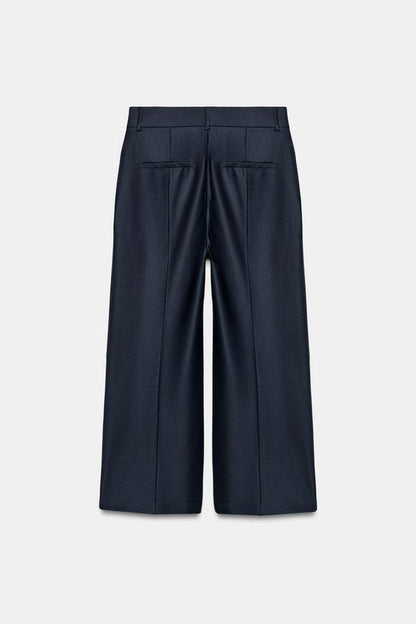 Pantalon en mélange de laine à rayure et pli marqué ZW Collection