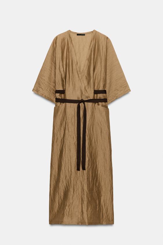 Robe tunique en mélange de lin ZW Collection