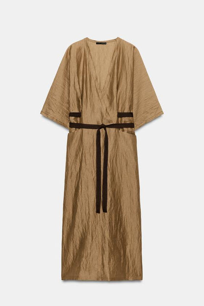 Robe tunique en mélange de lin ZW Collection