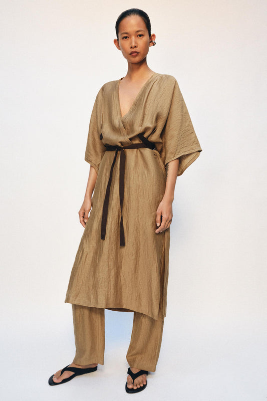 Robe tunique en mélange de lin ZW Collection