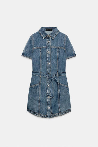 Robe Z1975 mini en denim avec ceinture