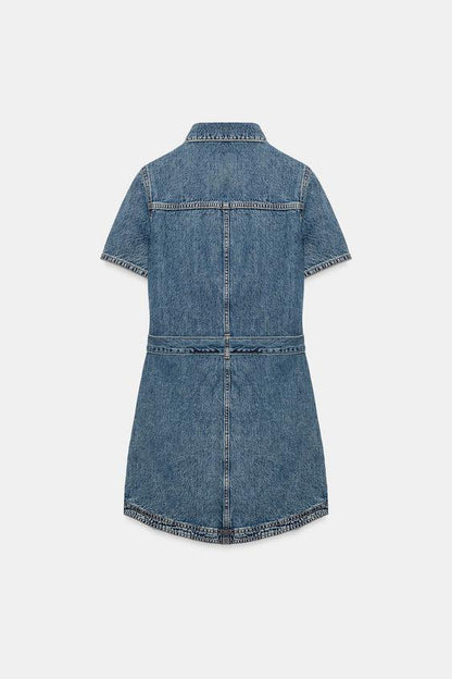 Robe Z1975 mini en denim avec ceinture