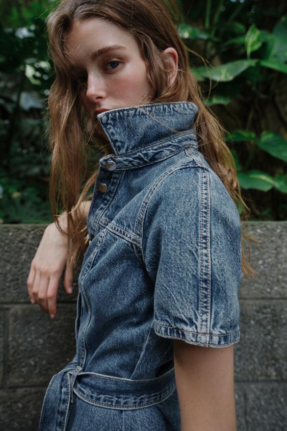 Robe Z1975 mini en denim avec ceinture