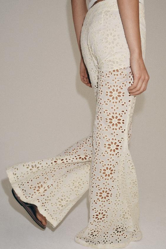 Pantalon coupe évasée brodé ZW Collection