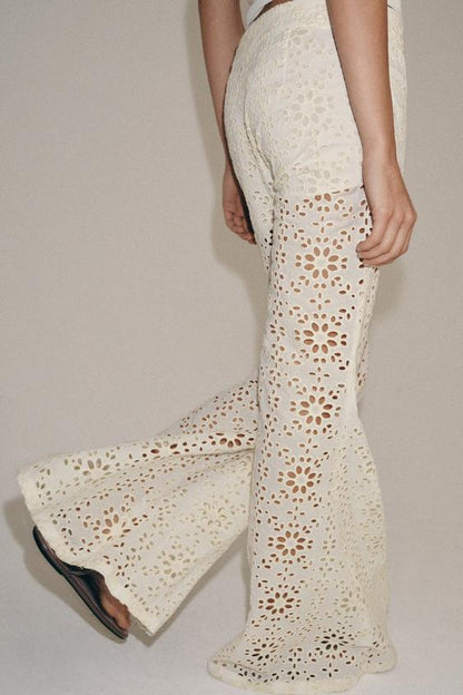 Pantalon coupe évasée brodé ZW Collection