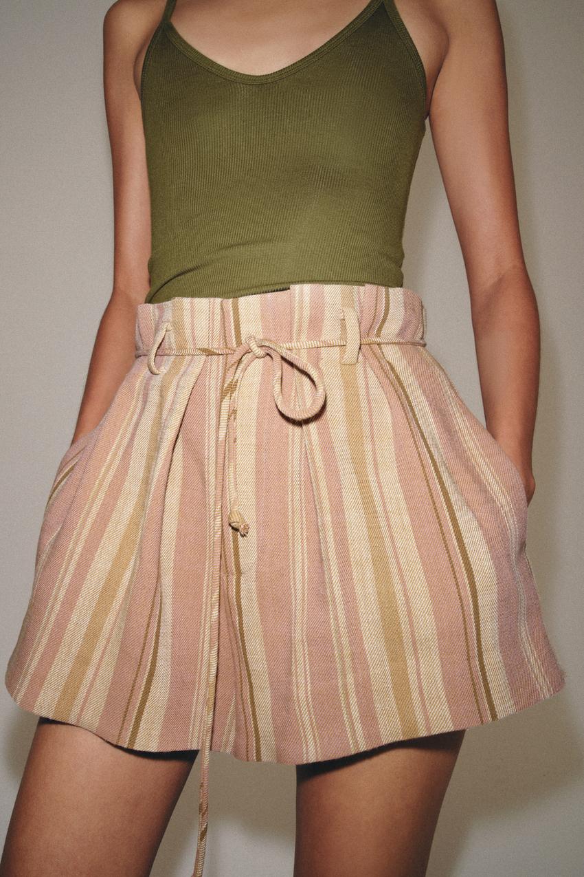 Short à rayures avec ceinture ZW Collection