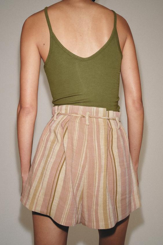 Short à rayures avec ceinture ZW Collection