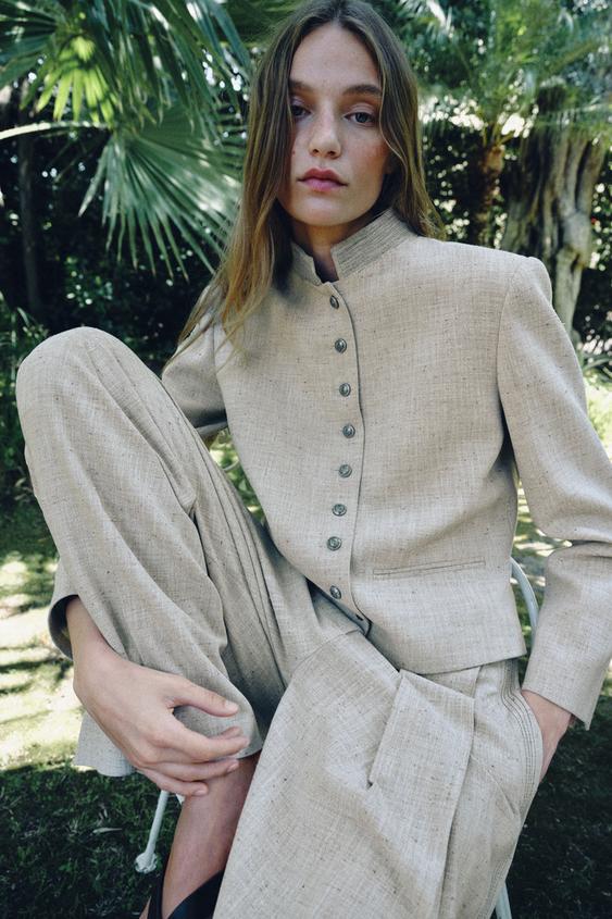 Pantalon droit à surpiqûres ZW Collection