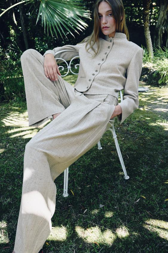Pantalon droit à surpiqûres ZW Collection