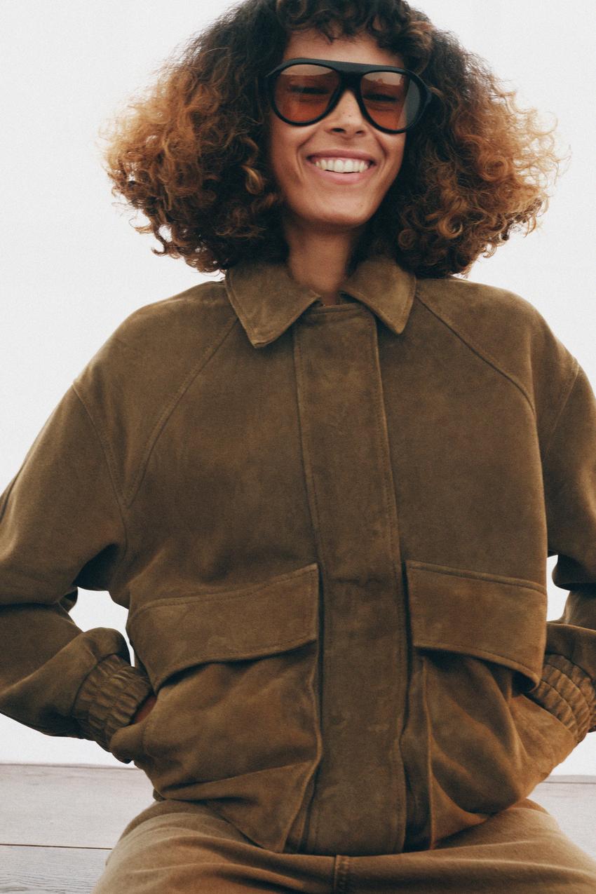 Veste oversize en cuir suédé ZW Collection Édition limitée