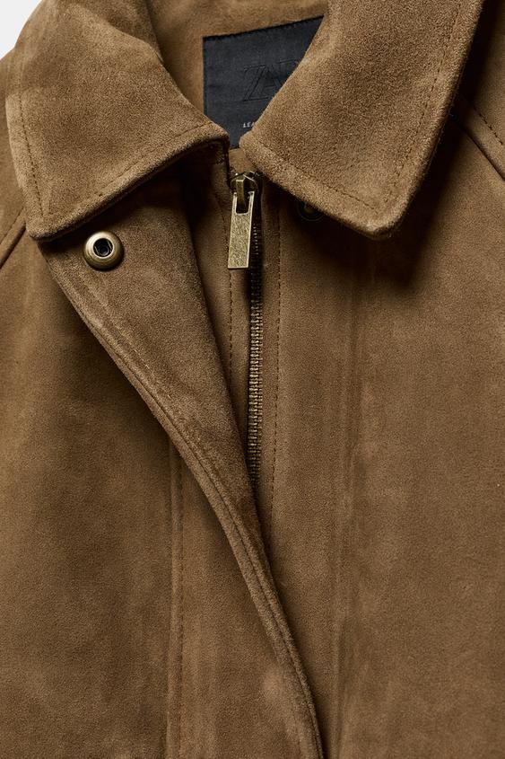 Veste oversize en cuir suédé ZW Collection Édition limitée