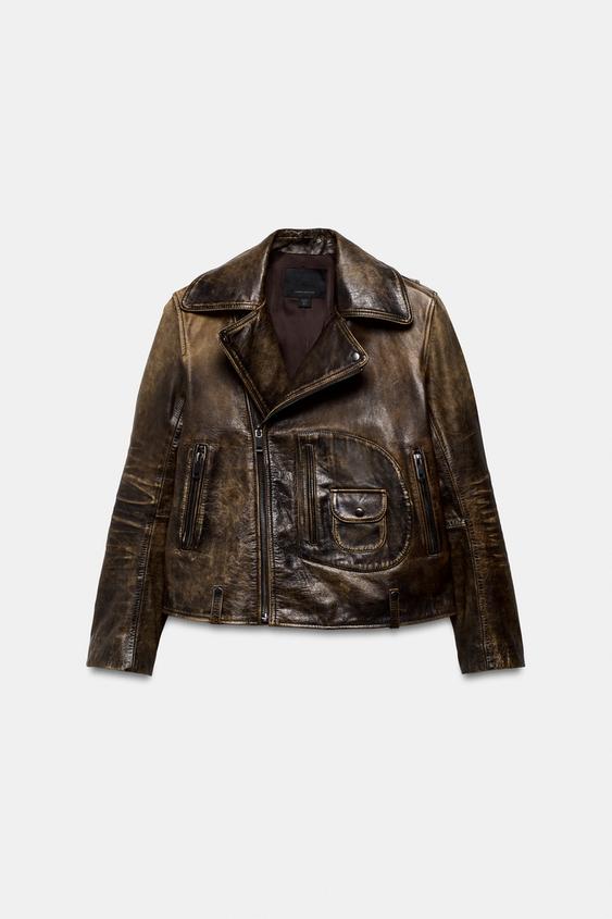 Veste biker 100 % cuir ZW Collection Édition limitée