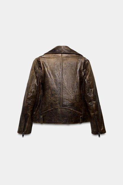 Veste biker 100 % cuir ZW Collection Édition limitée