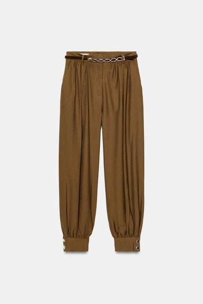 Pantalon bouffant avec ceinture chaîne