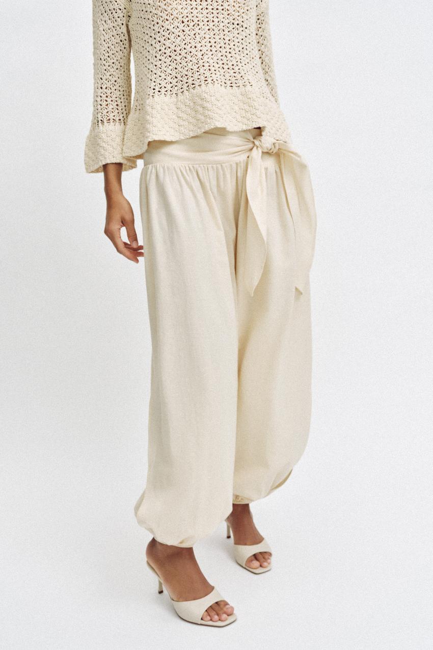 Pantalon bouffant à lien noué